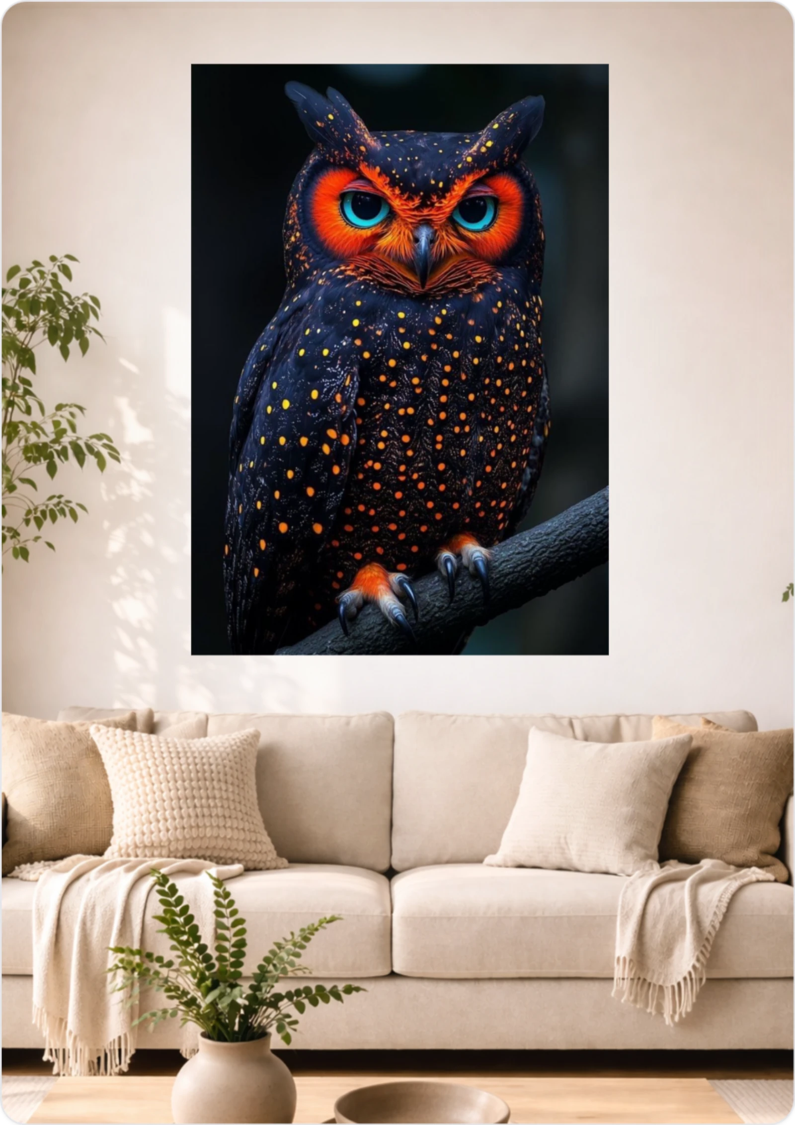 Affiche Hibou Mystique A3 Sans Cadre – Poster Animal Fantastique et Yeux Lumineux